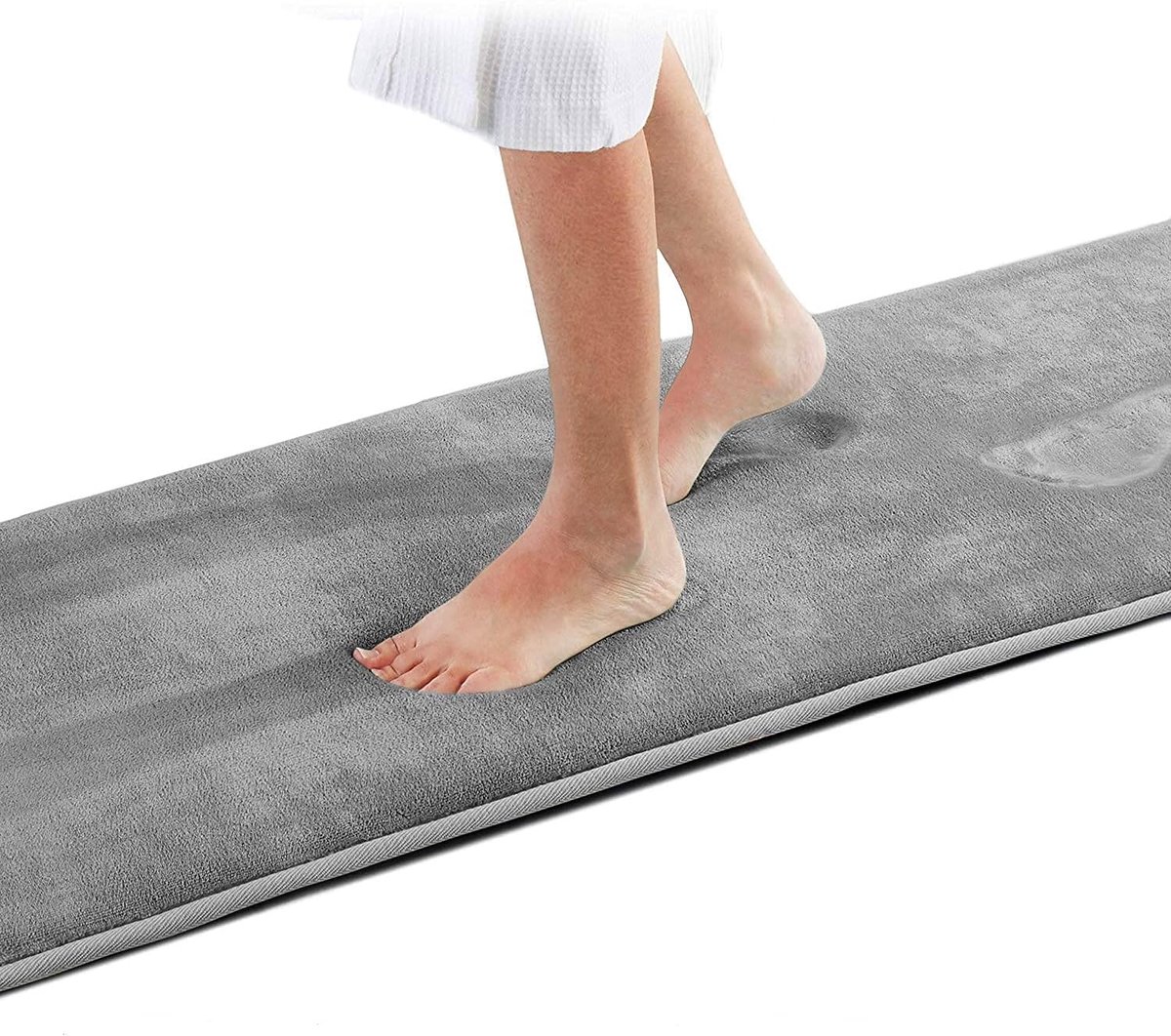 Badmat van traagschuim - antislip, zacht, absorberend, wasbaar, grijs, 43 x 153 cm