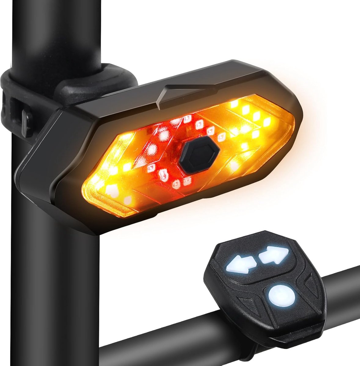 Fietsachterlicht met Alarm - Knipperlicht Fiets - Veilig Fietsen - Afstandsbediening - 900 mAh Batterij - Zwart
