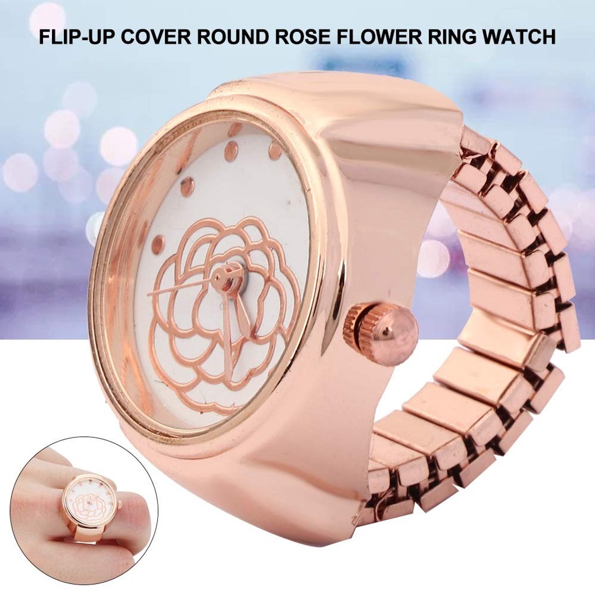 Dailygoods- Fidget Ring - Duurzaam Legeringsmateriaal - Stressverlichtende Ring - Stijlvol voor Elke Gelegenheid - Nauwkeurige Tijdwaarneming - Casual Stijl Vinger Ring Horloge - Ringhorloge