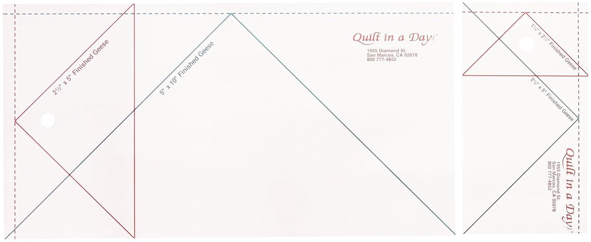 Quilt Linialen Set - Jumbo Vliegende Ganz - Quilten Maken - 2-delig Ontwerp - 29 cm - Transparant