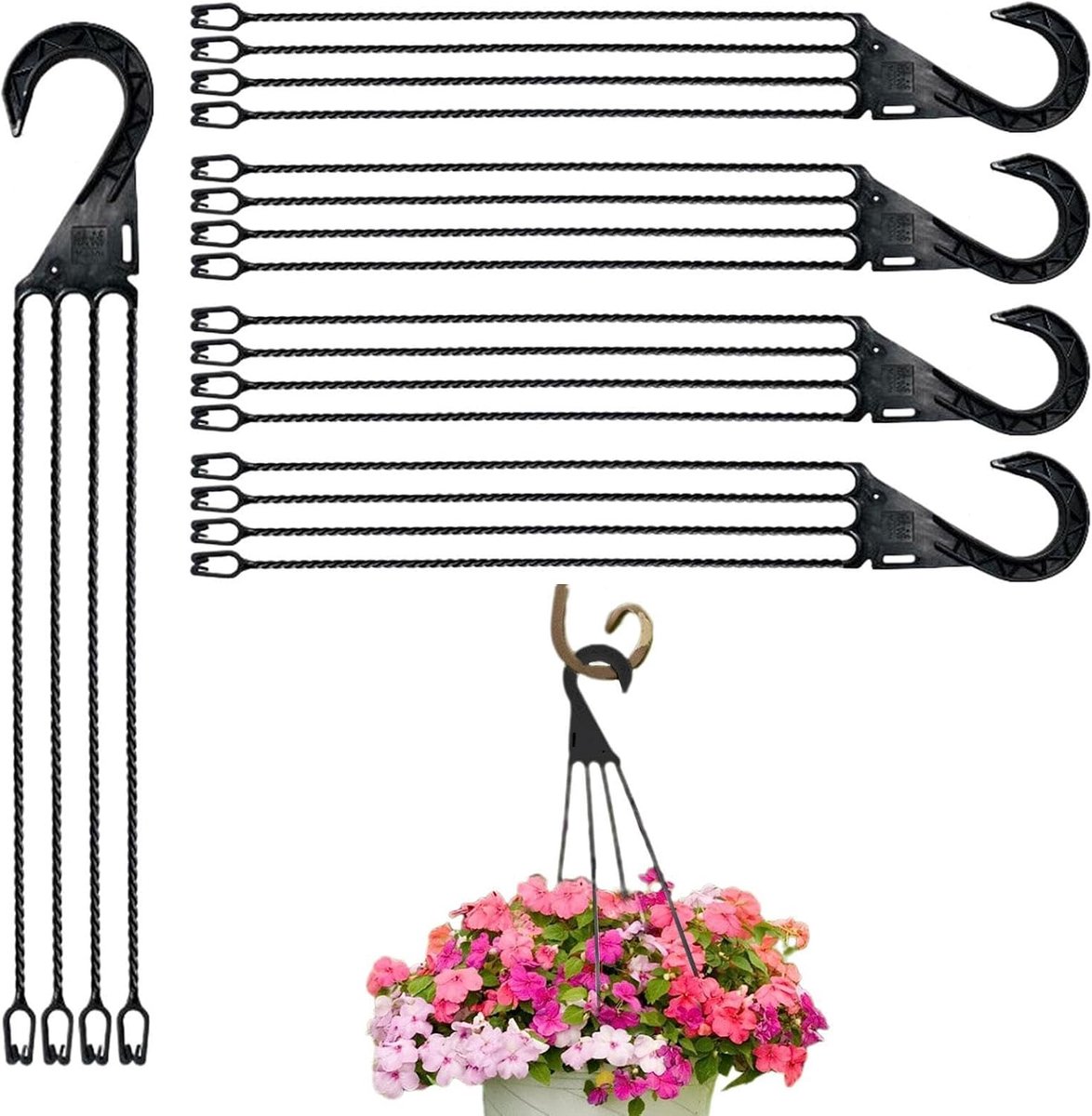 Plantenhangers Buiten - Voederketting Vogelkooi - Tuindecoratie Ophangen - Robuuste PP Constructie - 46 x 10 x 6 cm - Zwart