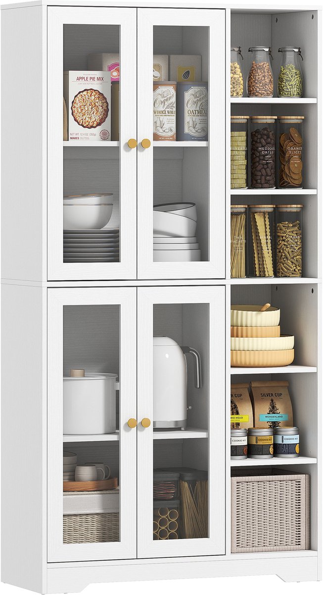 HOMCOM Keukenvoorraadkast - Spaanplaat, MDF - 90x35x172cm - Wit