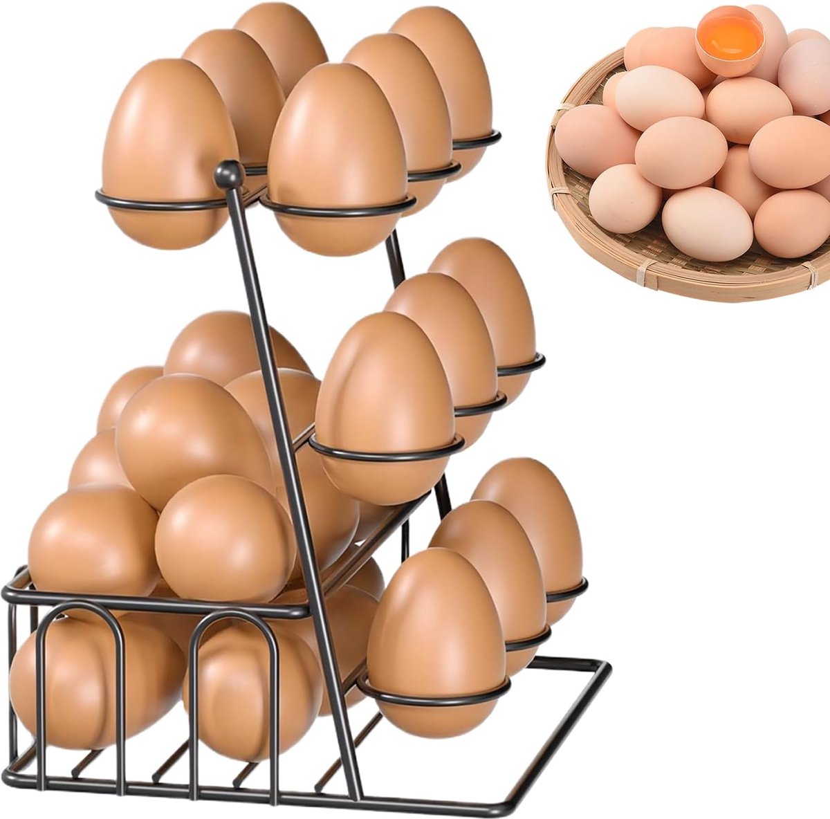 Eierhouder Metaal Keukenrek Houder Keuken Organiseren Drielaags Ontwerp 20 Eieren Capaciteit Ei