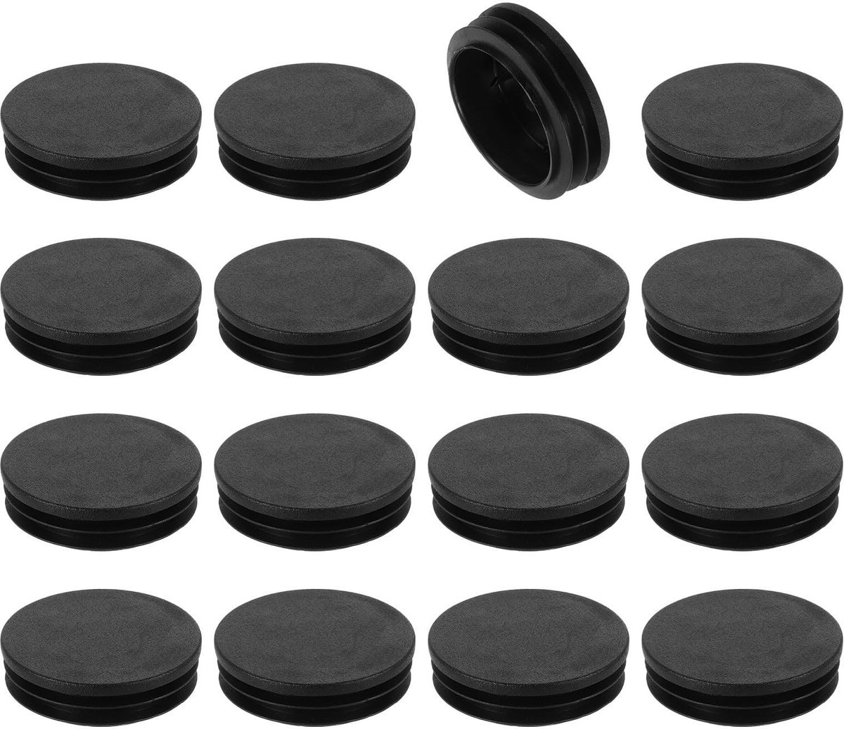 Dailygoods- Eindkappen 16 Stuks - Ronde Kunststof 50mm - Zwarte PE Pijp Plug - Vloerbeschermer - Schokabsorberend - Eenvoudig te Installeren - Buisdoppen