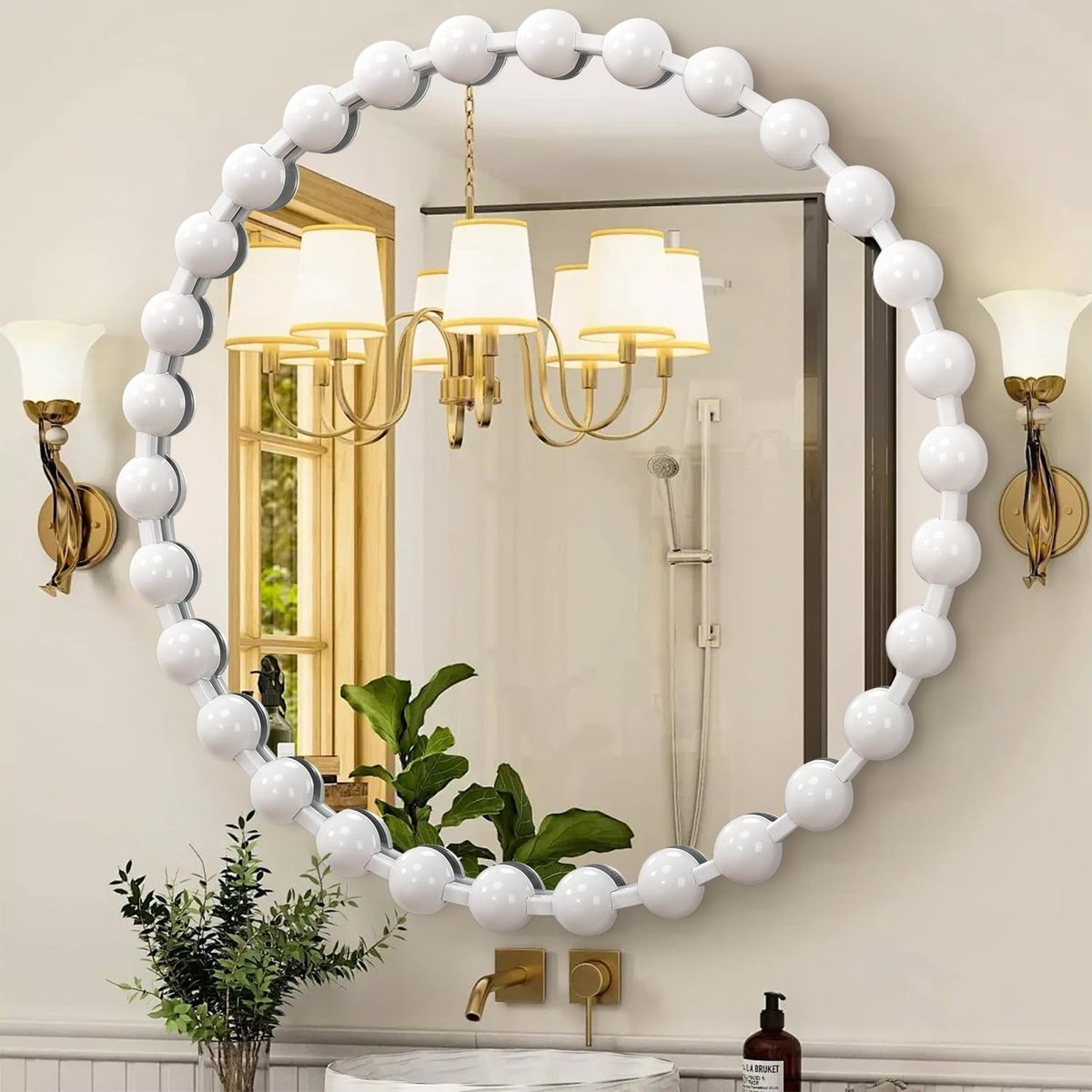 Dailygoods- Ronde Spiegel 50 cm - Decoratieve Wanddecoratie - Sferische Metalen Omlijsting