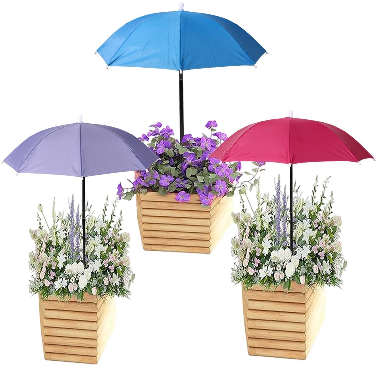 Dailygoods- Plantenparasol 3 stuks - Verstelbaar - Waterdicht - Duurzaam - Buitenzonwering - 100x60 cm - Tuinparasol