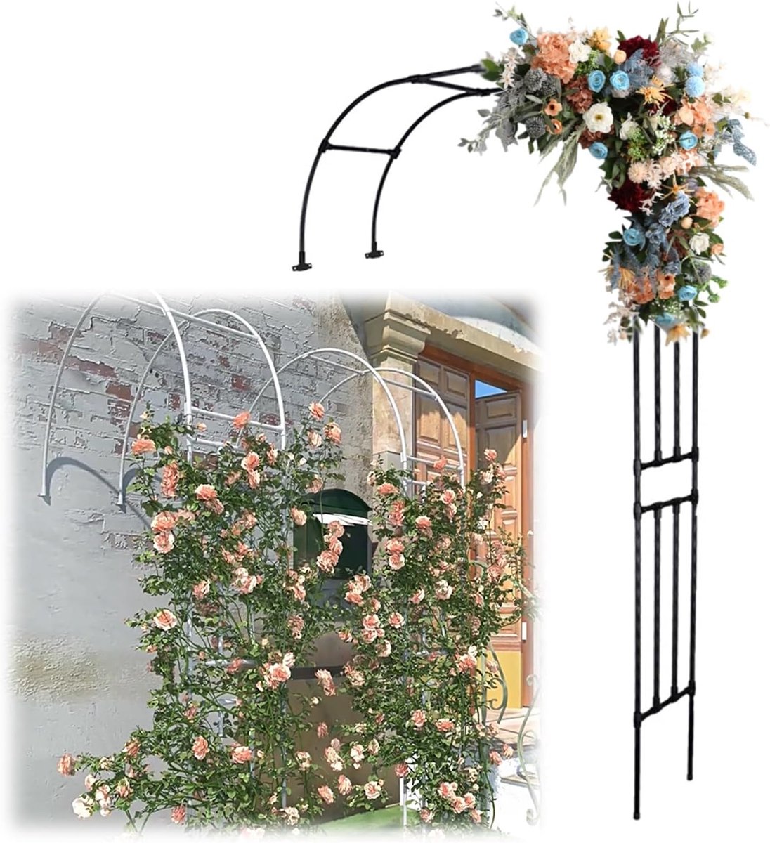 Tuinboog Prieel - Rozenboog Klimplanten - Tuindecoratie Creëren - Eenvoudig te Monteren - W240xH240xD40cm - Wit