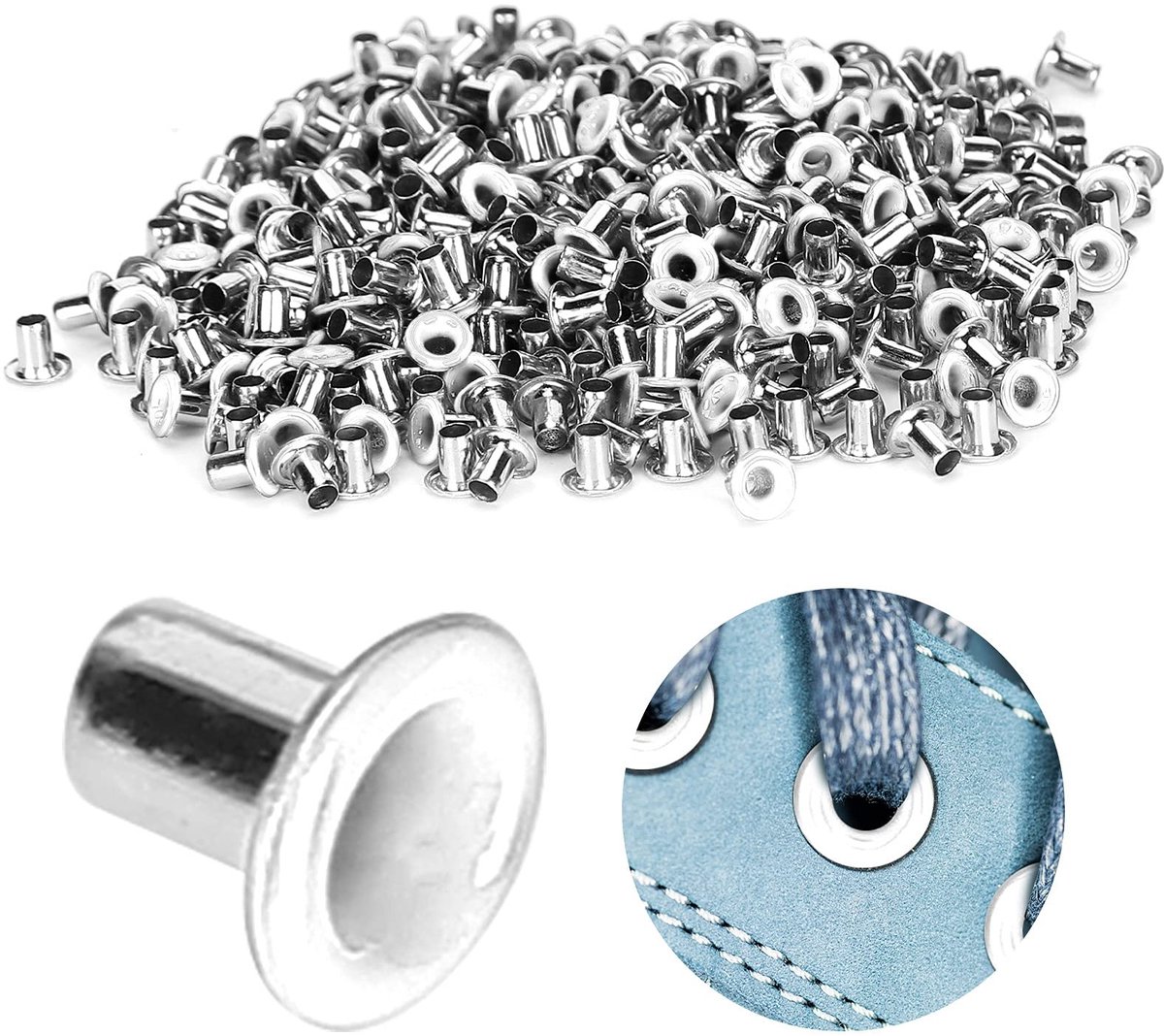 Dailygoods- Messing Ogen 2 mm - 500 Stuks - Bevestigingsgaten - Voor Kleding/Gordijnen - Veelzijdig - Hoogwaardige Kwaliteit