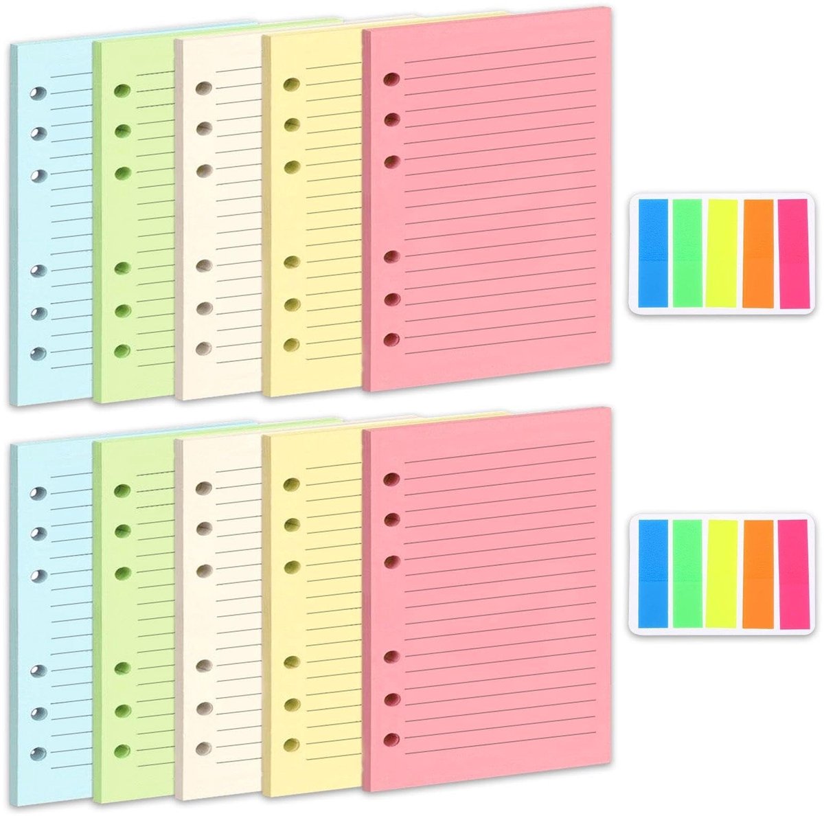 Dailygoods- Notitieboek Gelinieerd - Inzetstukken - Indexstickers - Losse Bladen - Educatief Materiaal - Afmetingen 21 x 14,2 cm - Schrijfblok