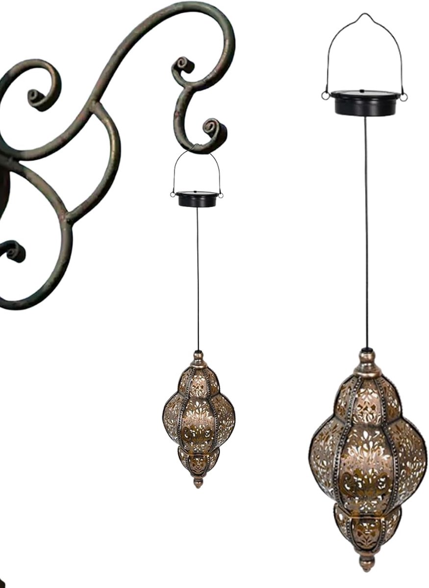 Tuinlantaarn op zonne-energie - Hanglamp decoratief - Buiten sfeer creëren - Marokkaans sc