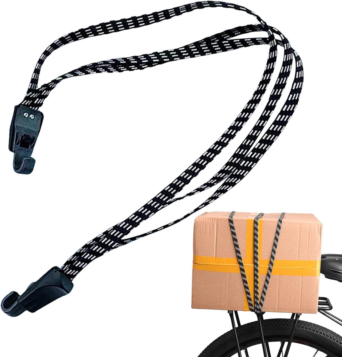 Bagageband Motorfiets - Fiets Touw - Bagage Vervoeren - Verstevigd Rubber - 45 cm - Zwart Wit