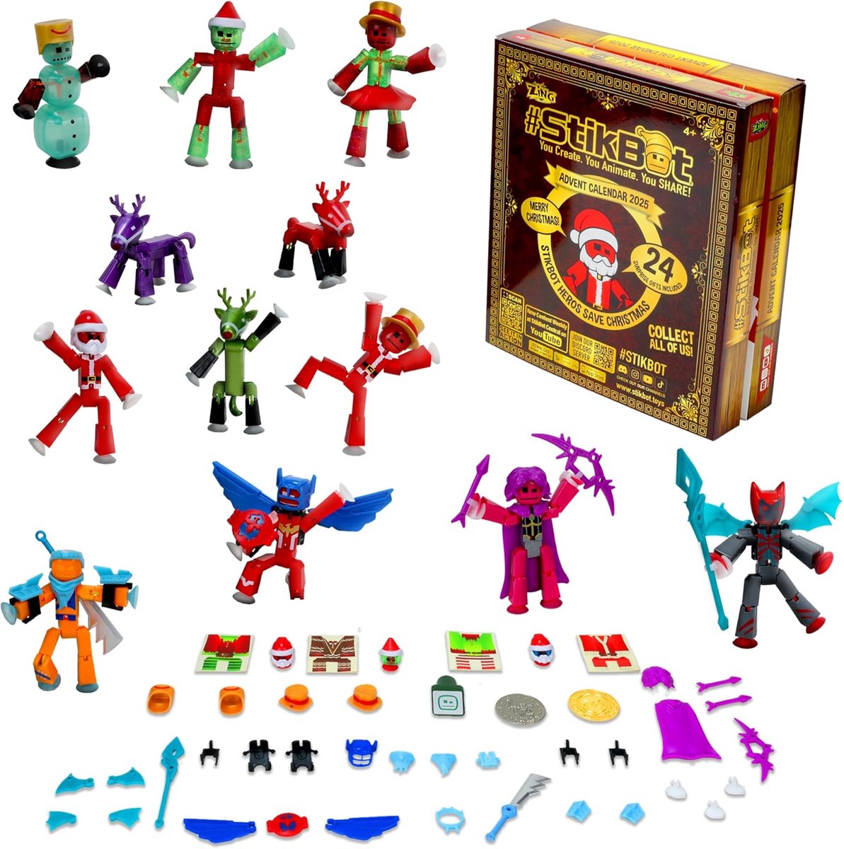 Adventskalender Figuren - Kerst Verhaal - Spelletjes Spelen - Exclusieve Collectie - 24 Deurtjes - Kerstkleuren