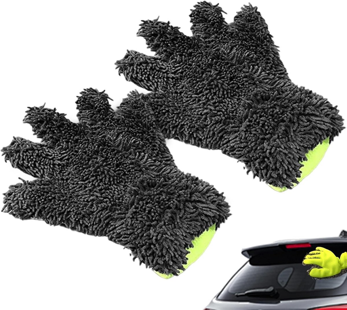 Autowashandschoen - Reinigingshandschoen - Voertuig Onderhoud - Dubbelzijdig Chenille - 28 x 245 cm - Grijs Groen