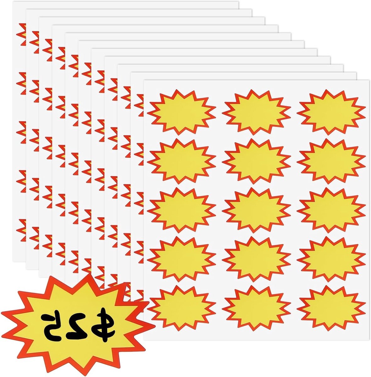 150 stuks prijslabels voor vlooienmarkten, prijsfouten, prijskaartjes in het rood voor winkels en supermarkten (7,5 x 5 cm)
