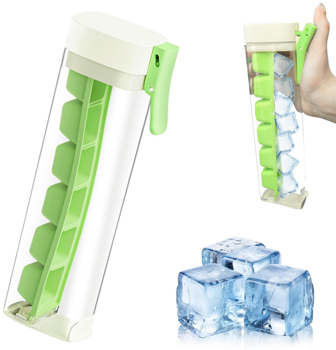 Dailygoods- IJskubusvorm met drukmechanisme - IJsklontjes vorm - Mini IJsklontjes vorm - 6 Compartimenten - Voedselveilig materiaal - Handmatig ontvriezen - Ijsklontjesvorm