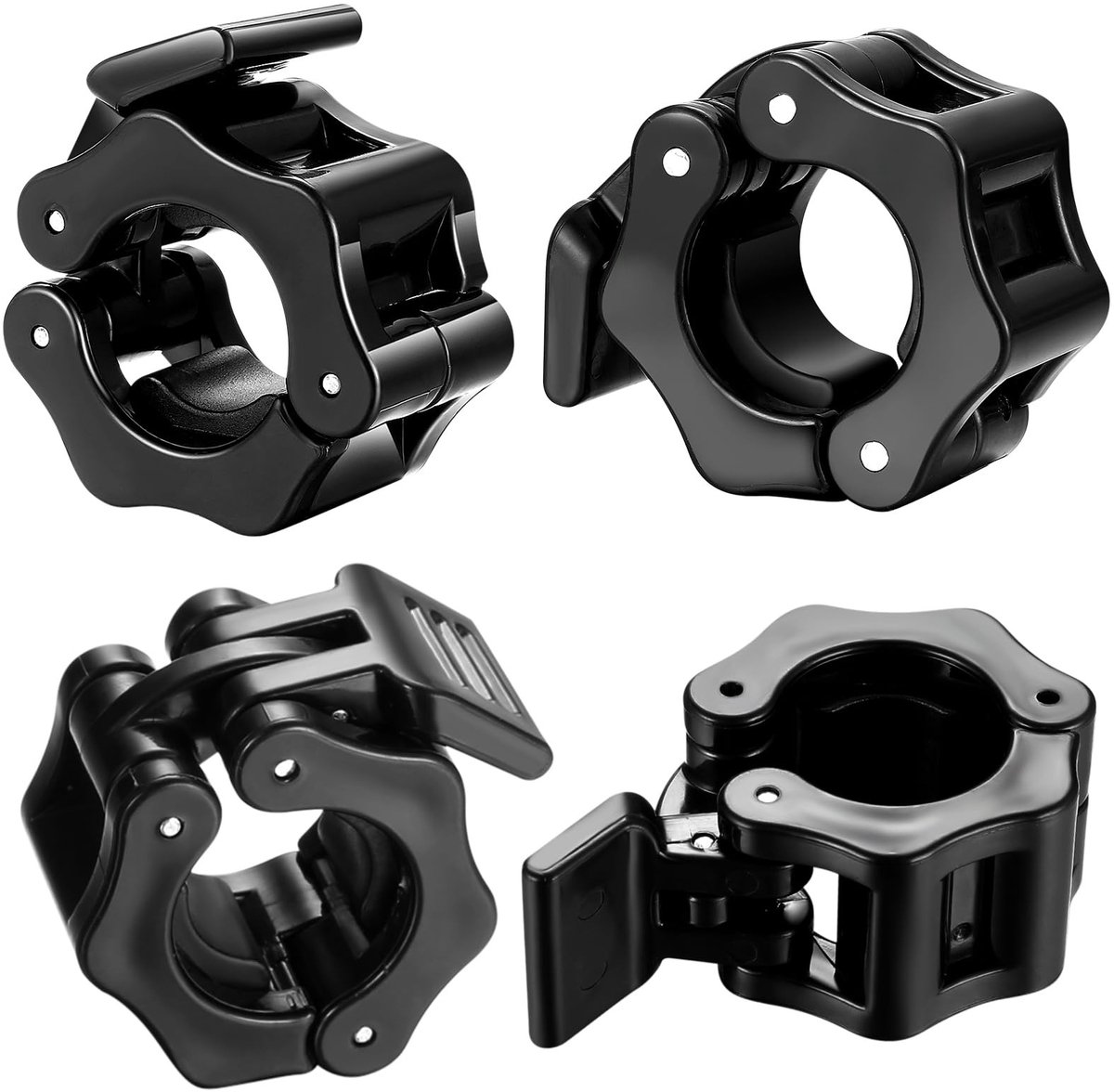 Dailygoods - 4 stuks haltersluitingen, haltersluiting, 30 mm lange halterklemmen, kraagclips, vergrendeling, snelsluiting, voor workout, gewichtheffen, fitness, training, accessoires