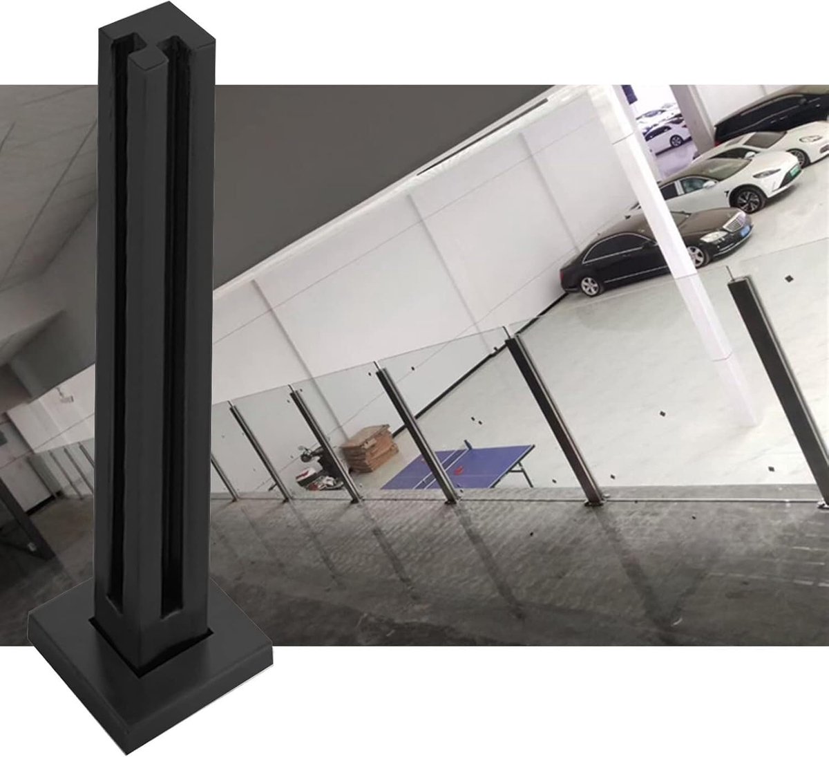 Glazen Balustrade Paal - RVS Hekwerk - Buitenruimte Afschermen - Roestvrij Staal - 105 cm Hoog - Zwart