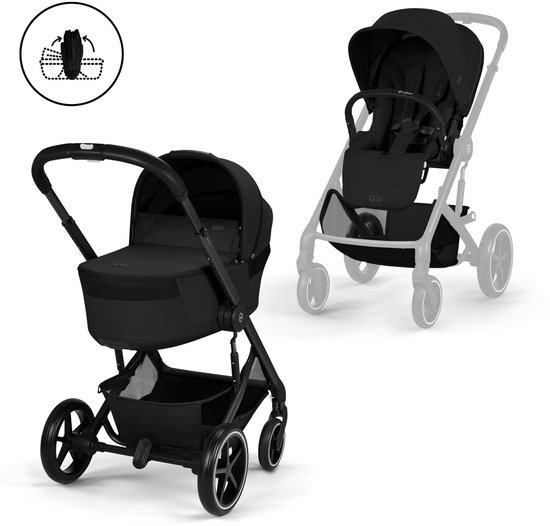 Cybex Balios S Lux - kinderwagen - met opvouwbare reiswieg - Moon Black