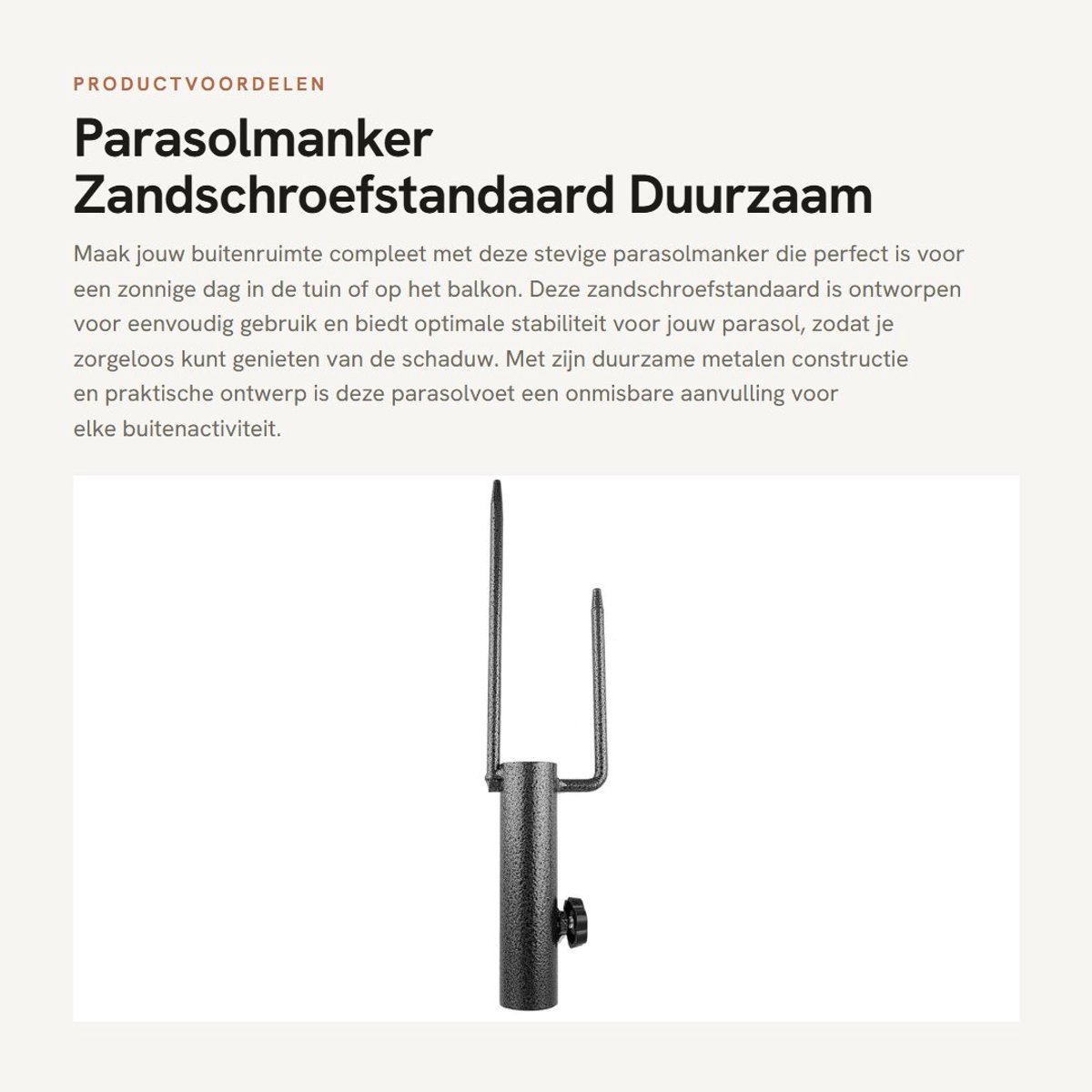 Dailygoods- Parasolvoet duurzaam - Parasolstandaard - Zandschroefstandaard - Stabiliteit - Eenvoudig te installeren - Vulbaar met water/zand - Parasolanker