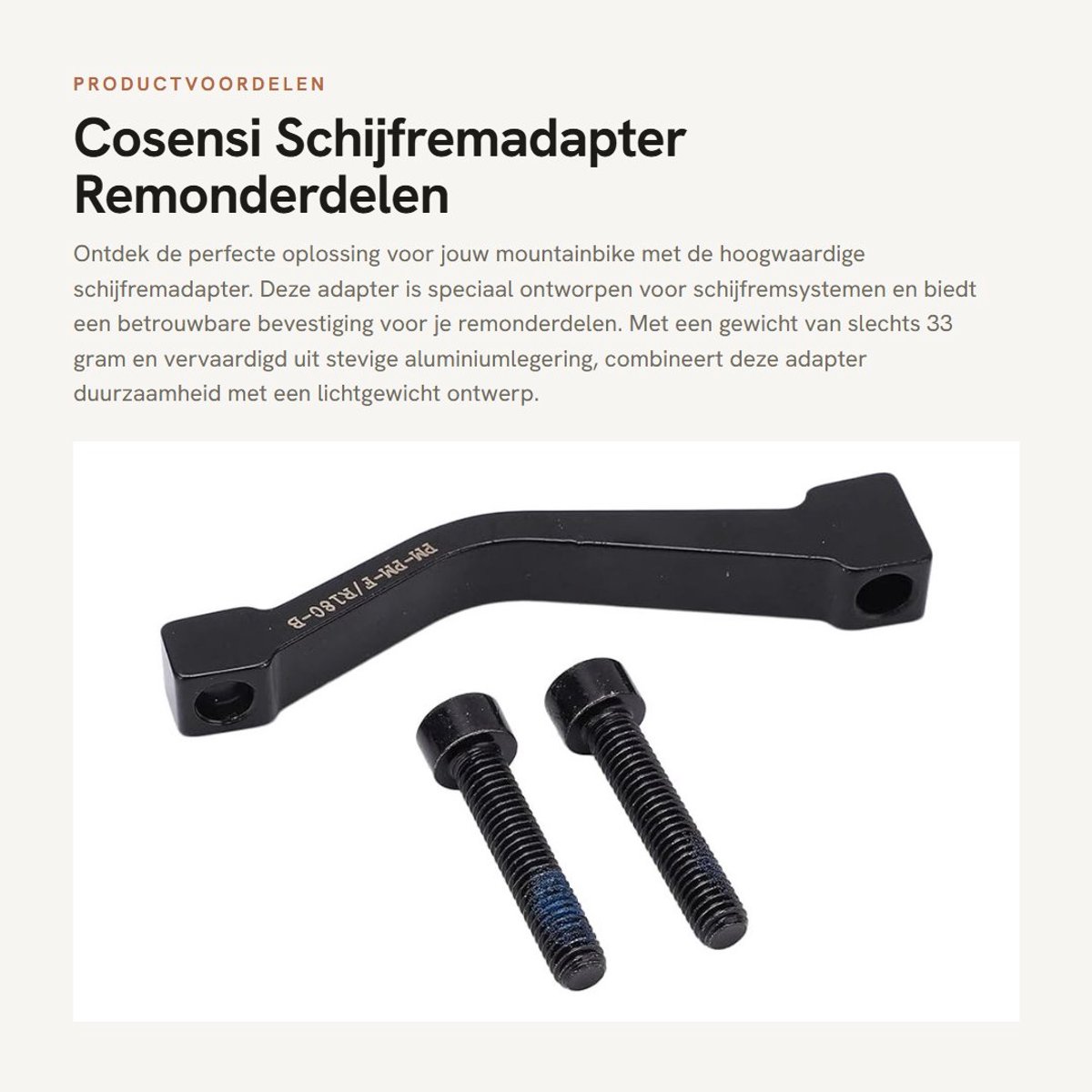 Dailygoods - Schijfremadapter - Remonderdelen - Lichtgewicht en duurzaam - Aluminium - Fietsaccessoires - Geschikt voor Mountainbikes - 180 mm