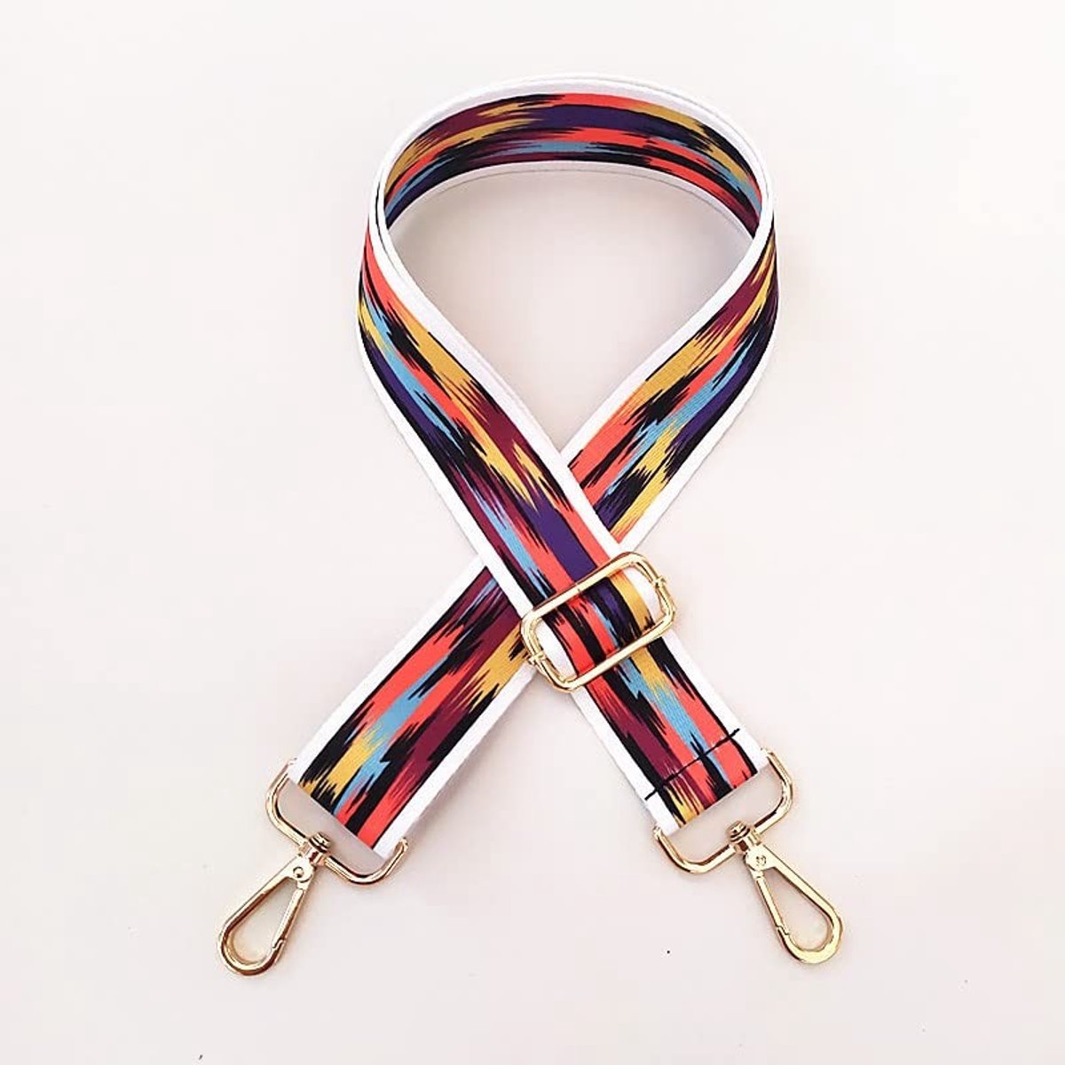 Dailygoods- Tasriem 130 cm - Verstelbaar - Brede Tasriem 3,8 cm - Karabijnhaak - Katoen - Gouden Hardware - Schouderband