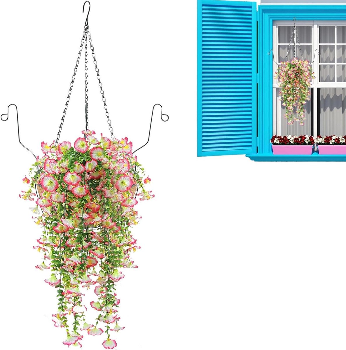 Kunstplant in mand - Hangplant decoratie - Woonruimte verfraaien - Realistisch uiterlijk - 20 cm afmeting - Meerkleurig