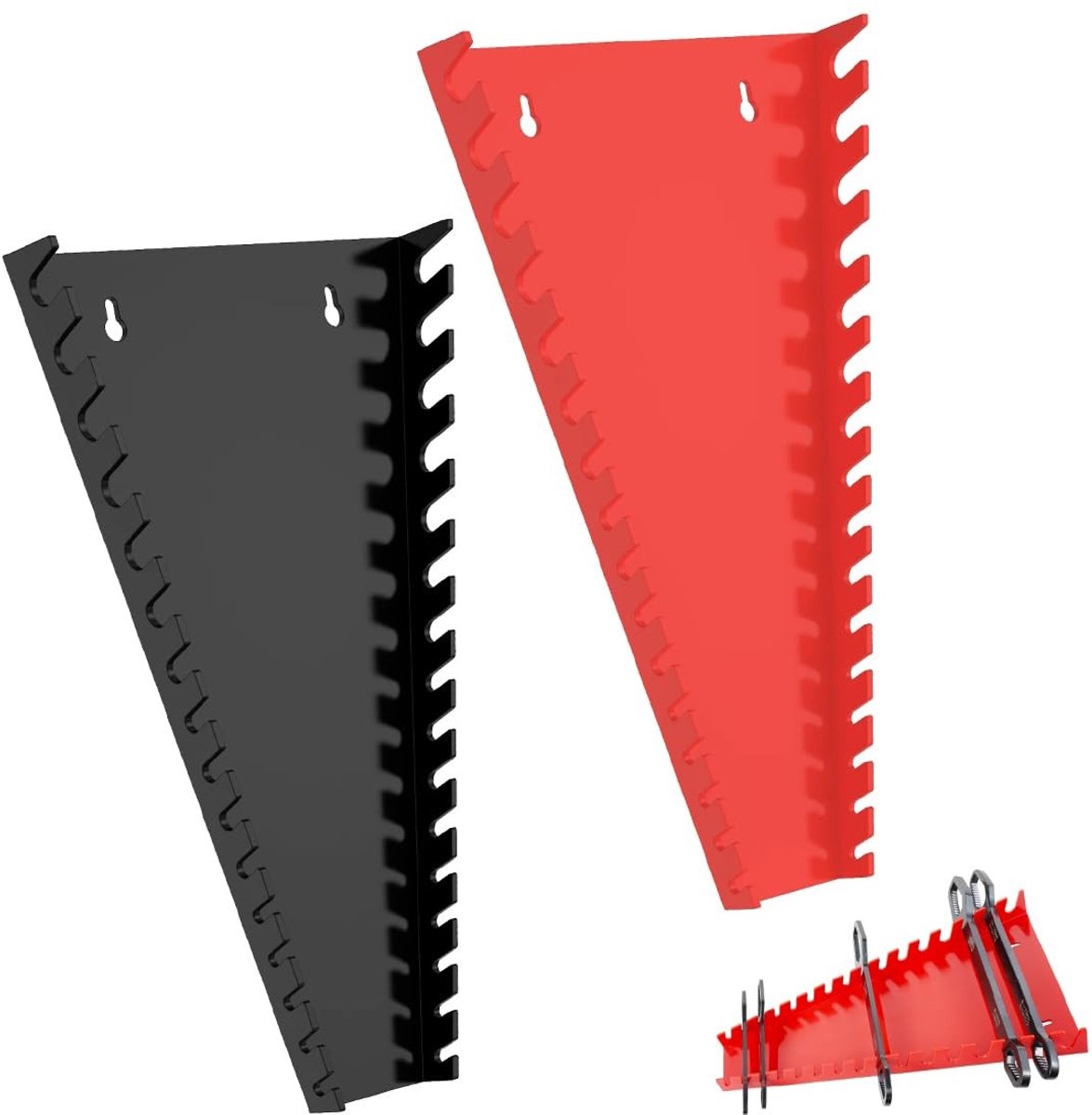 Dailygoods- Moersleutelhouder Magnetisch - 2 Verpakkingen - Organizer voor 24 Sleuven - Gereedschapsplaten - ABS - 24,5 cm x 15,5 cm x 5,5 cm - Gereedschapsorganizer