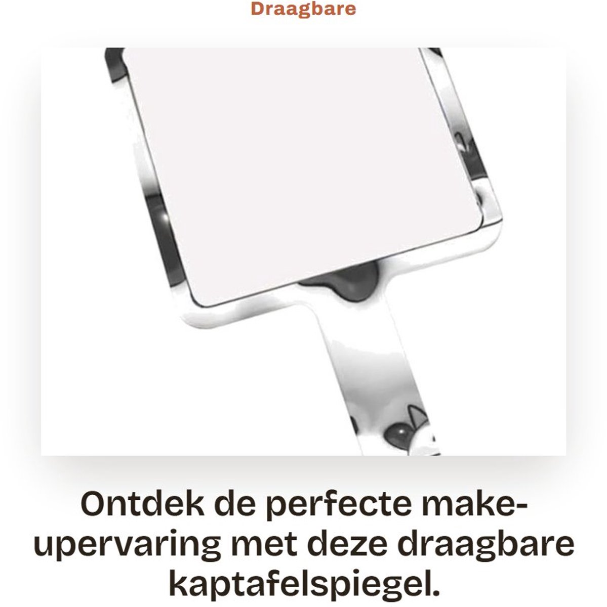 Dailygoods- Kaptafelspiegel Draagbaar - Handspiegel met Handvat - Compact - Lichtgewicht - Duurzaam - Afmetingen 16x9 cm