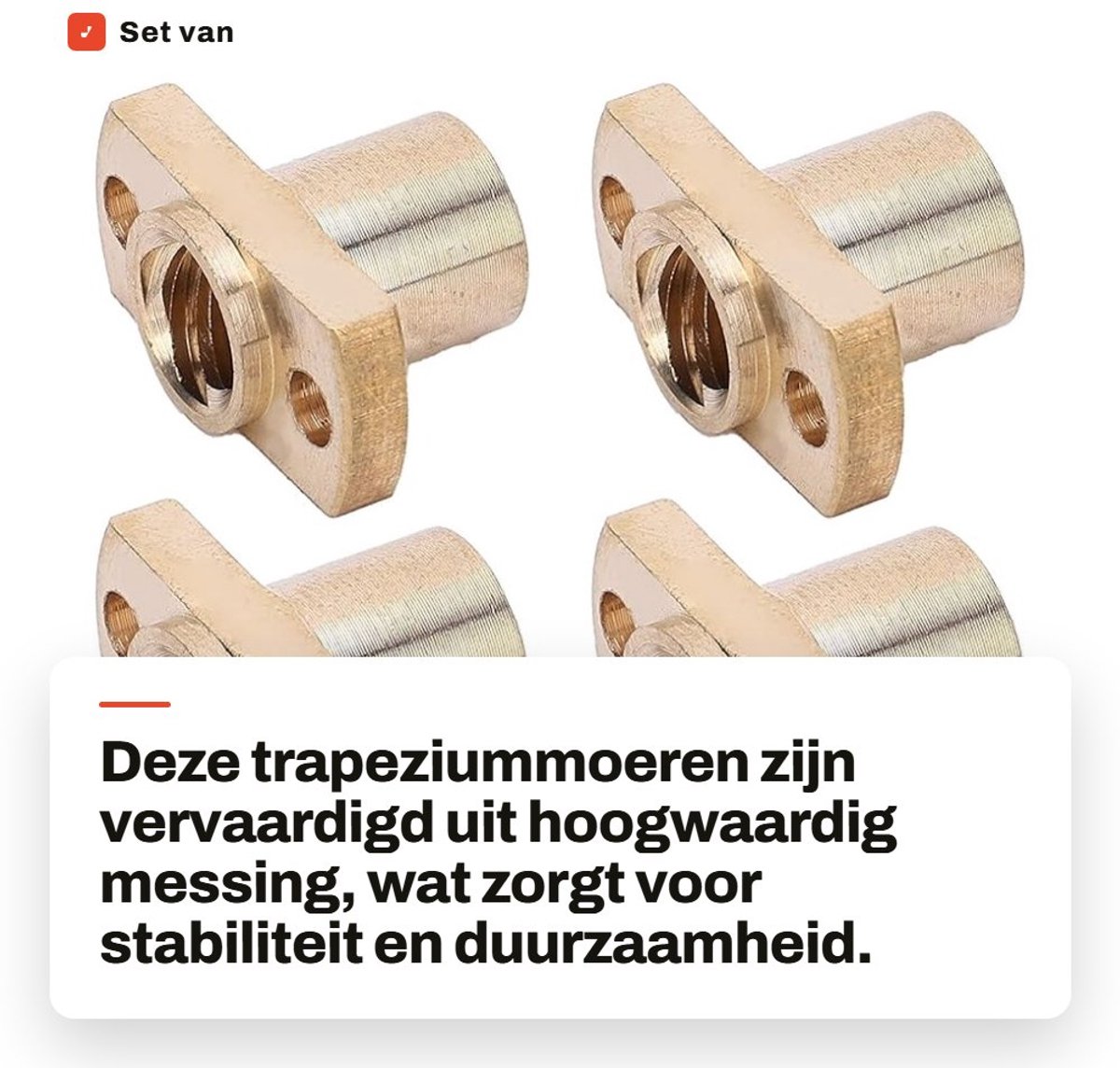 Dailygoods- Trapeziummoer 8 mm - 4 Stuks - Messing - Bevestigingselementen - H-flens - Hoogwaardige Kwaliteit - Moer
