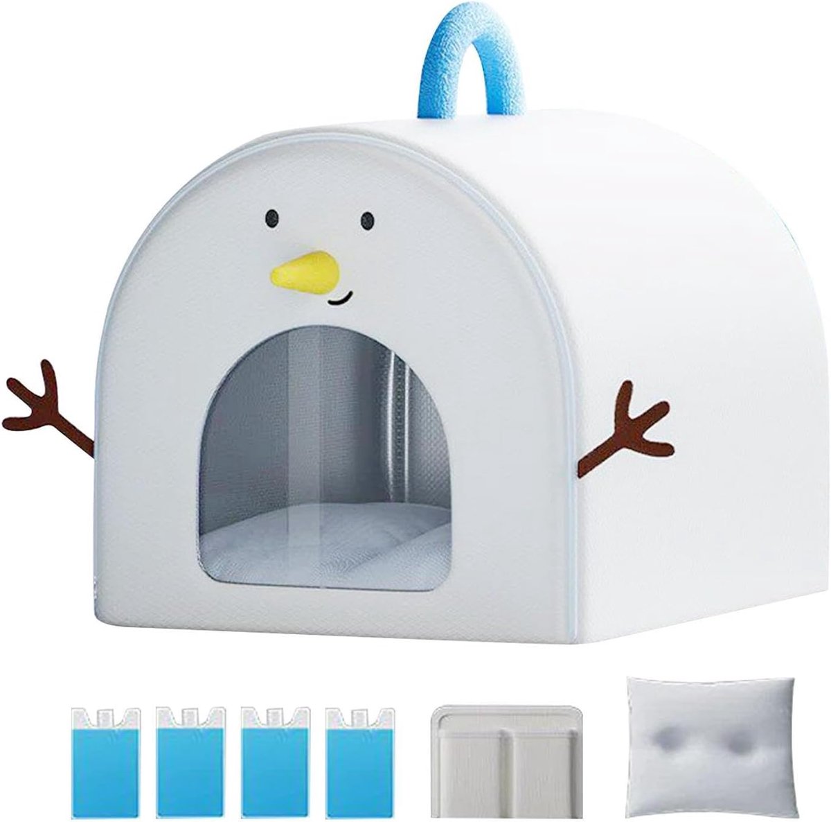 Kattenkoelhuis - Huisdier Bed - Koel Zomer - Met Koelelementen - 41W x 7H cm - Wit