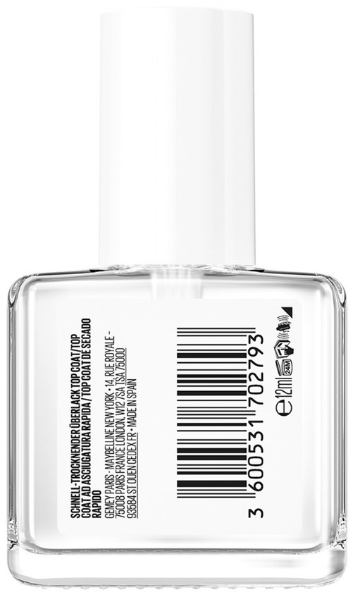 Maybelline New York - top coat Express Manicure Séchage Rapide- Pour un fini brillant et longue durée- 12mL