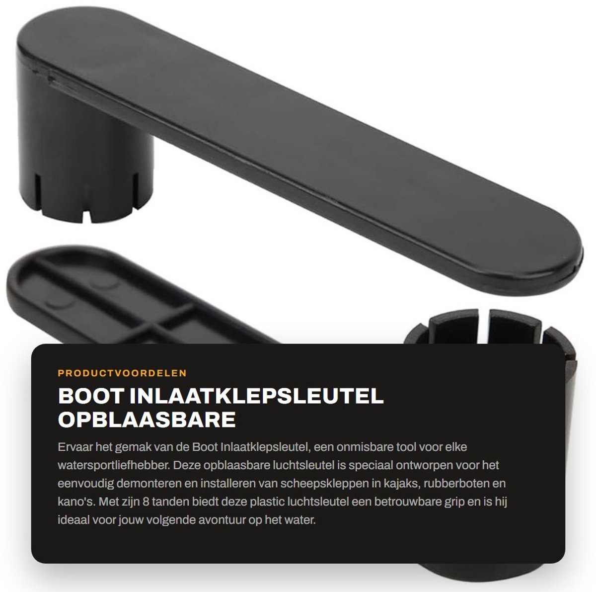Dailygoods- Inlaatklepsleutel 8-groefs - Opblaasbare Luchtsleutel - Geschikt voor Kajak/Kano - Draagbaar - Kunststof - Gemakkelijke installatie - Ventielsleutel