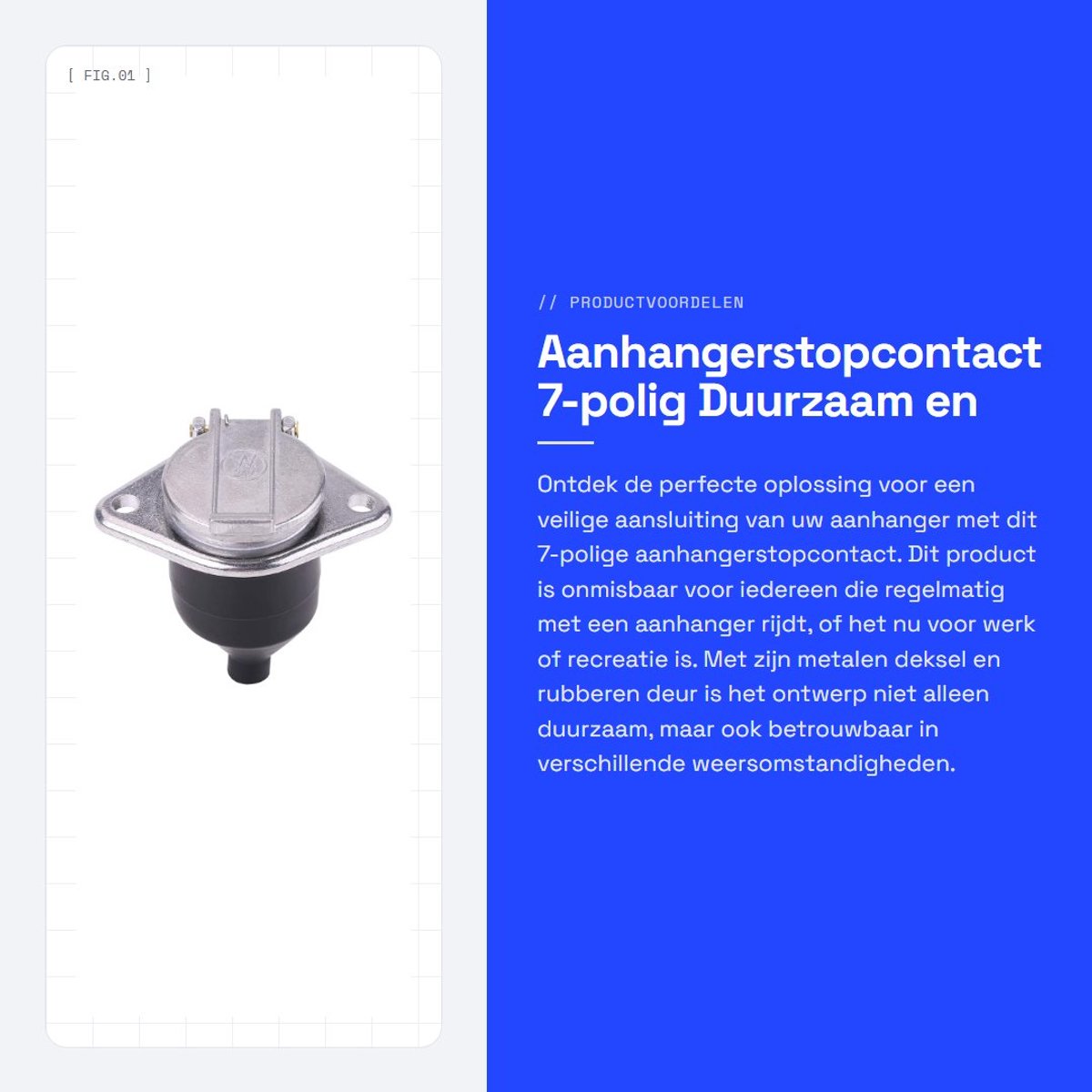 Dailygoods - Aanhangerstopcontact - 7-polig - Duurzaam en betrouwbaar - 24 V - Universeel geschikt - Veiligere verbinding - Essentieel voor aanhangers
