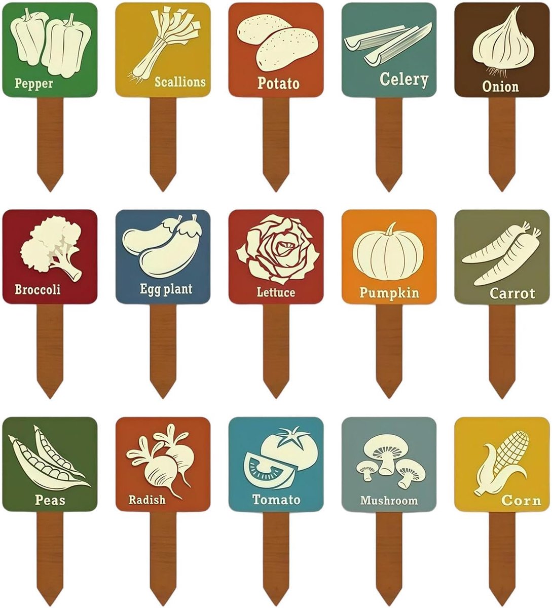 Tuin Plant Markeerders - Naamstokjes Labels - Planten Identificeren - Decoratief Hout - 15 Stuks - Natuurlijk