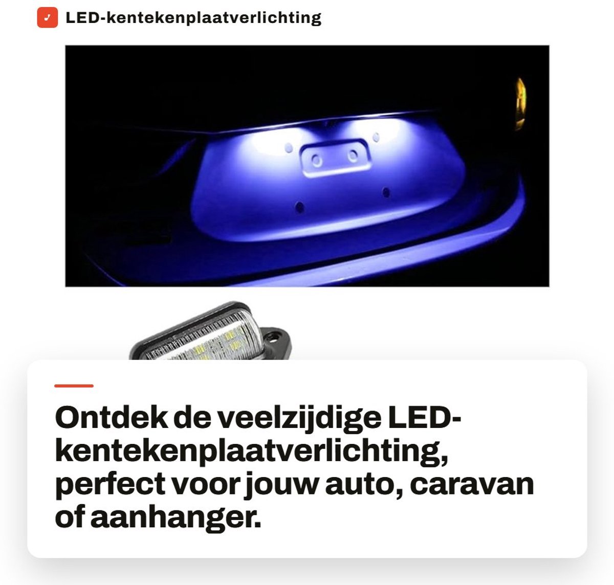Dailygoods- Kentekenplaatverlichting LED - 2 Stuks - Waterdicht - Compatibel met Auto/Camper/Vrachtwagen - Lichtkleur Wit/Blauw - 6000 K - Eenvoudig te Installeren - Nummerplaatverlichting