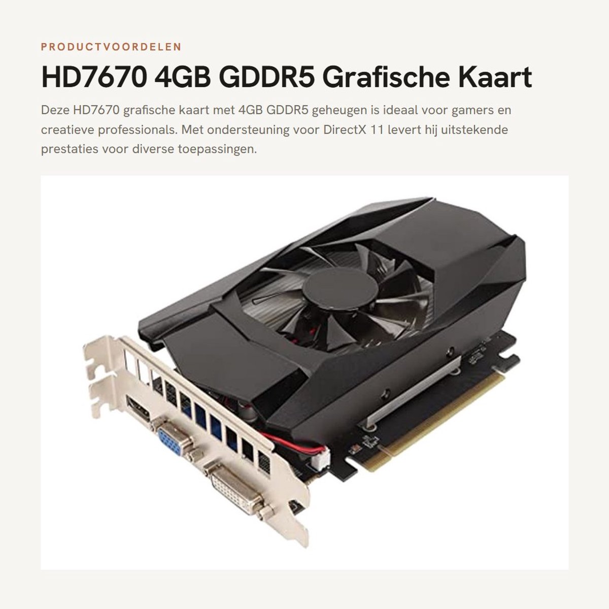 Dailygoods - HD7670 4GB GDDR5 Grafische Kaart voor Desktopcomputers
