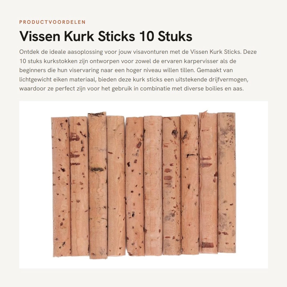 Dailygoods- Kurksticks Eiken Hout - 10 Stuks - Lichtgewicht - Drijvend - Eenvoudig te Gebruiken - Perfect voor Karpervissen - Aas