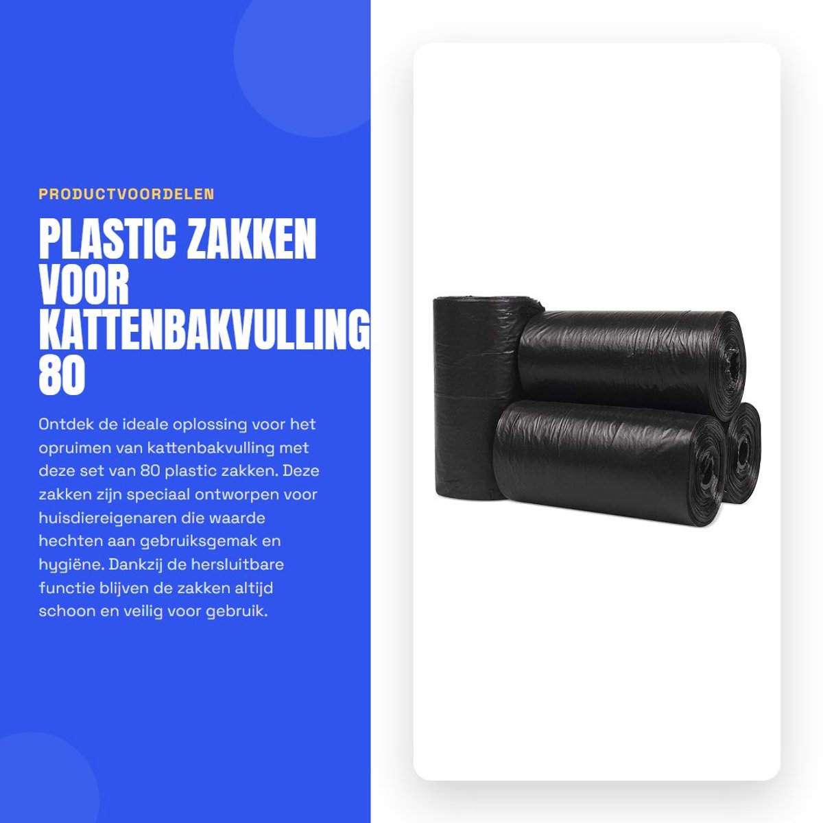 Dailygoods- Plastic Zakken 80 Stuks - Hondenpoepzakjes - Hersluitbaar - Dik/Stabiel - Klein Formaat - Geschikt voor Kattenbakschep