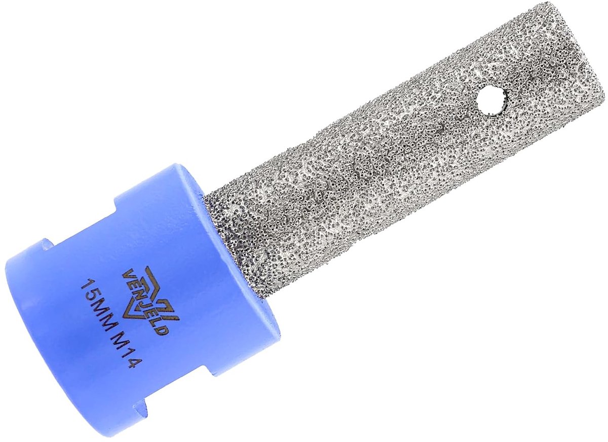 Diamant Vingerfrees - Tegelfrees M14 - Gaten Vergroten - Vacuüm Gesoldeerd - 15 mm Diameter - Zilver