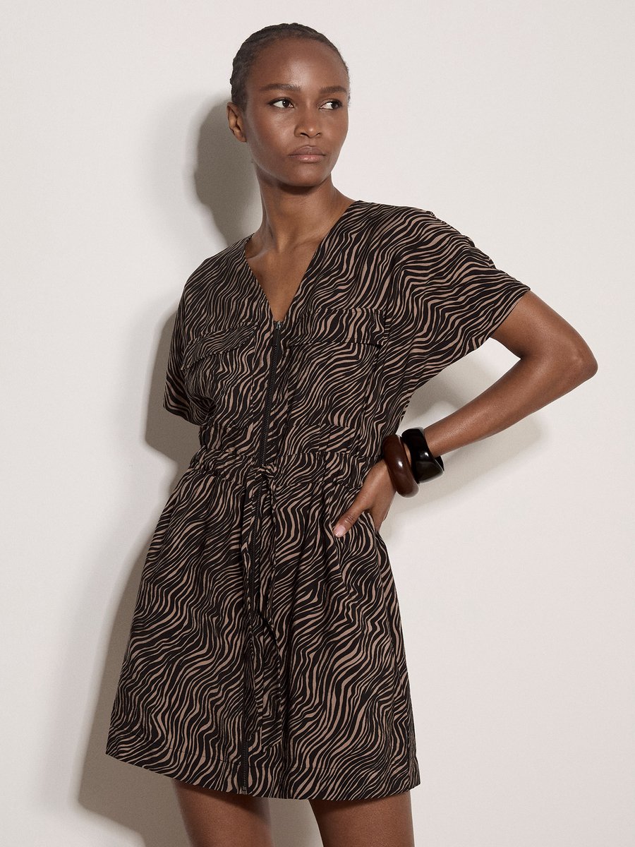 Mini-jurk met ritssluiting en zebraprint