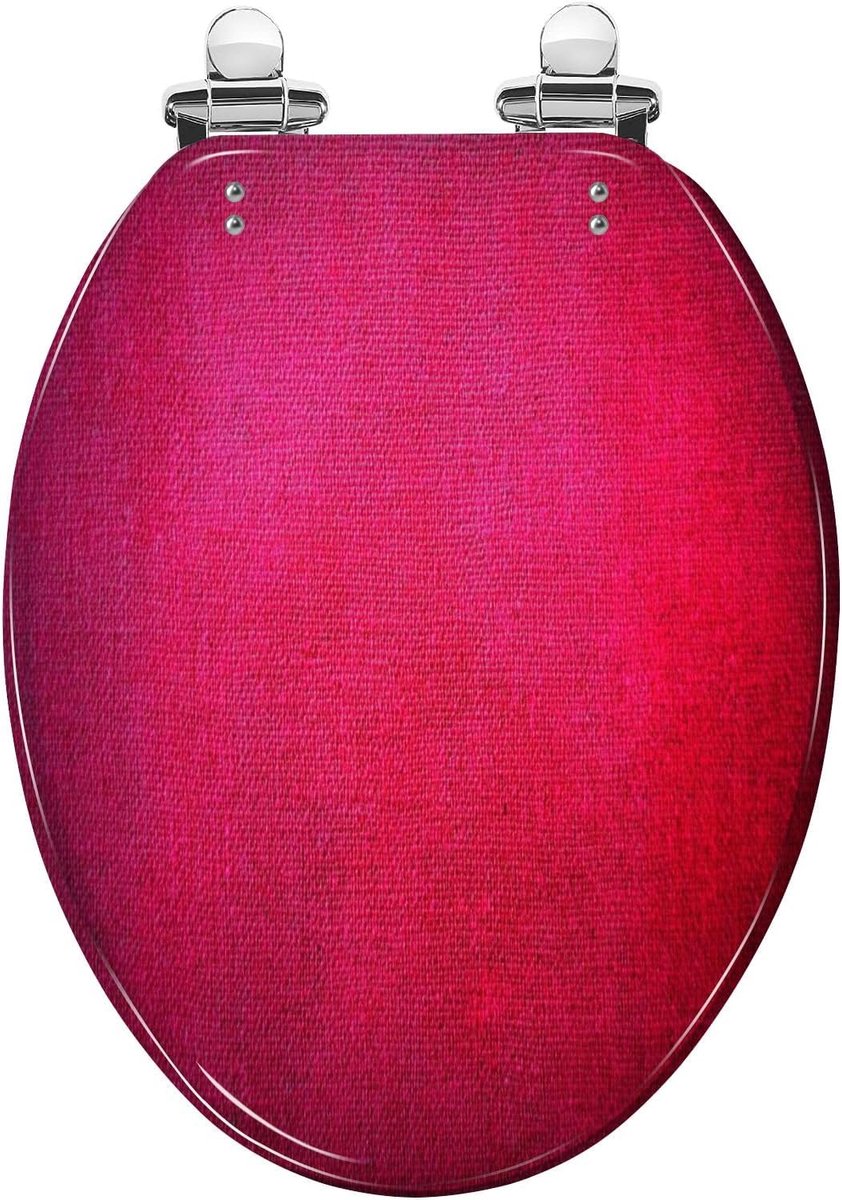 Toiletbril Langwerpig - Toiletdeksel Zacht - Badkamer Comfort - Quick Release Scharnieren - 60x50 cm - Roze Rood