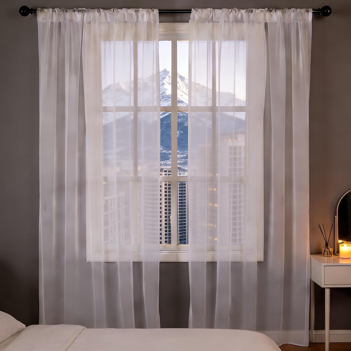 Voile Gordijnen - Lichtdoorlatend Paneel - Privacy Creëren - Zacht Polyester - 140x120 cm - Wit