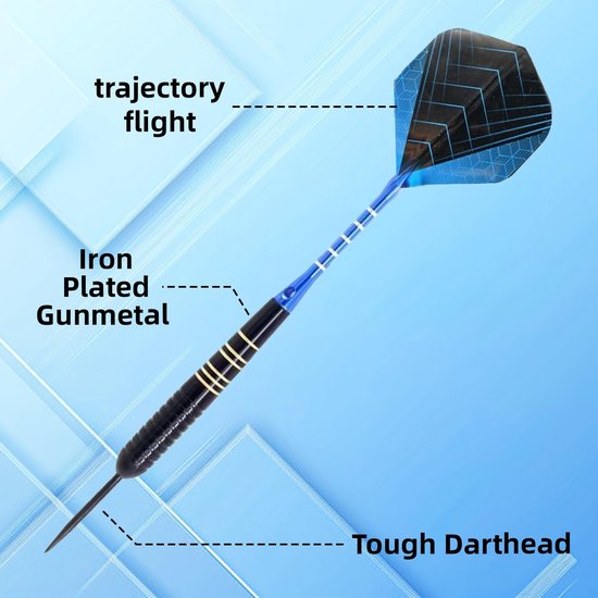 Dailygoods - Professionele Darts - Set van 3 - Ideaal voor Recreatie en Training - Blauw - Lichtgewicht Darts - Geschikt voor Iedereen - 22g van Dailygoods — afbeelding 3