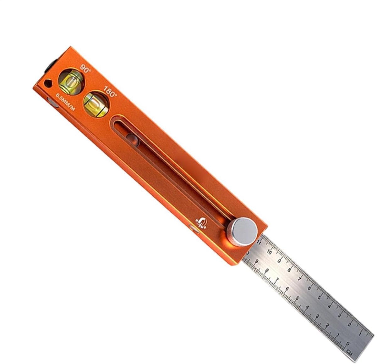 Timmermanliniaal - Meetinstrument Nivelleren - Timmerwerk Meten - Magnetisch Schuifbaar - 18.5 cm - Zilver