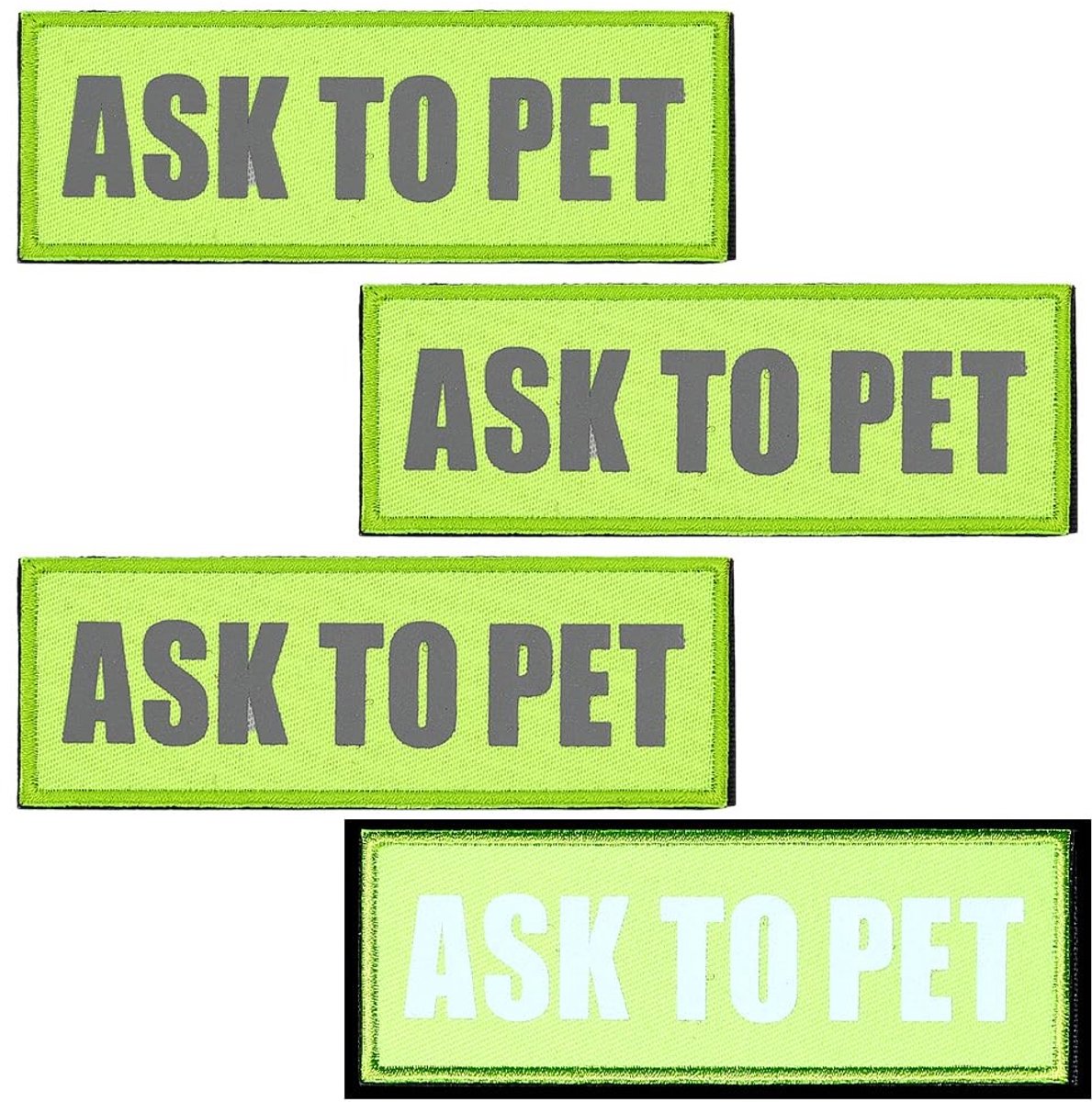 Dailygoods- Reflecterende Hond Patches - 4 Stuks - 112x42mm - Haak & Loop Tags - Polyester - Veiligheid/Zichtbaarheid - Geschikt voor Kleding en Accessoires - Hondentextiel