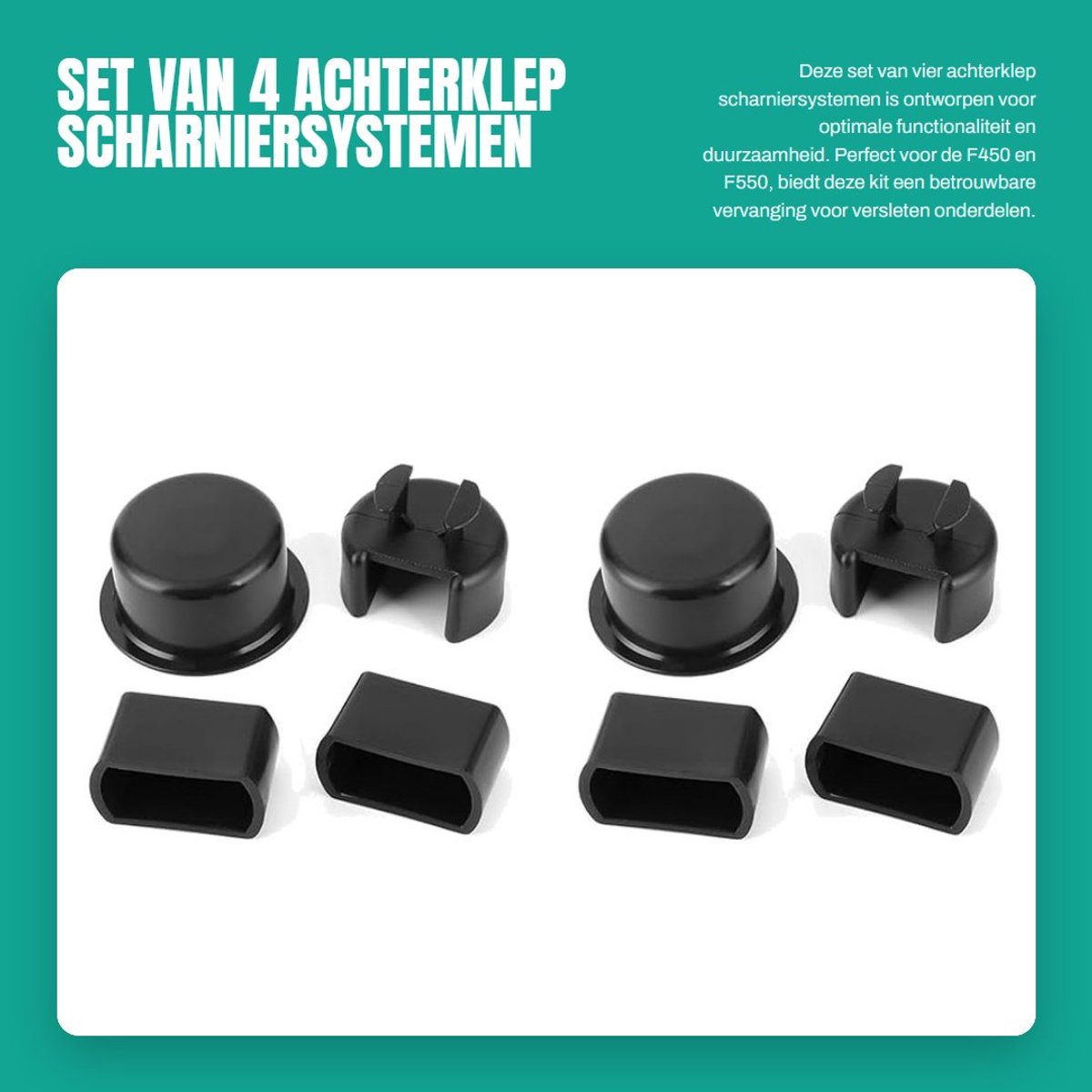 MTTproducts- Scharnier Achterklep Kit - 4x Scharnieren - Plastic - Zwart - Duurzaam - Voor F450/F550 - Deurscharnier