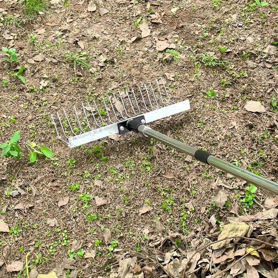 Tuinhark Bladhark - Verstelbaar Gereedschap - Buitenruimte Onderhoud - Telescopische Handgreep - 125 cm - Metaal — afbeelding 3