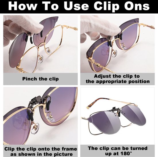 Twee paar clip-on gepolariseerde zonnebrillen, zwart/paars, UV400-bescherming - geschikt voor brillen op sterkte voor dames en heren - clip-on zonnebrillen van Merkloos — afbeelding 5