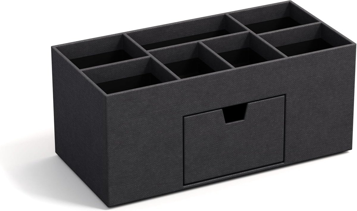 Bureau Organizer - Opbergbox Bureau - Kantoor Spullen - 7 Vakken Met Lade - 24 x 12 cm - Zwart
