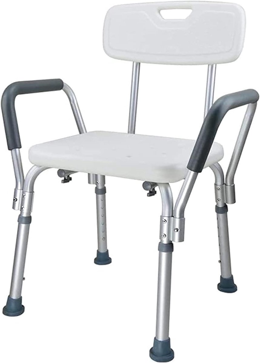 Douchestoel - Badkamer kruk - Veilig douchen - Hoogte verstelbaar - 70-84cm - Wit